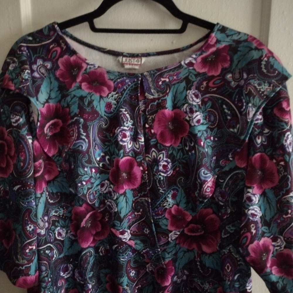 Vtg Just 4 Floral Top 20W